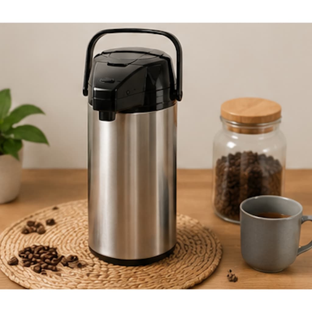 Garrafa Térmica Café Chá 1,9L Inox Bomba De Pressão Conserva Quente e Frio