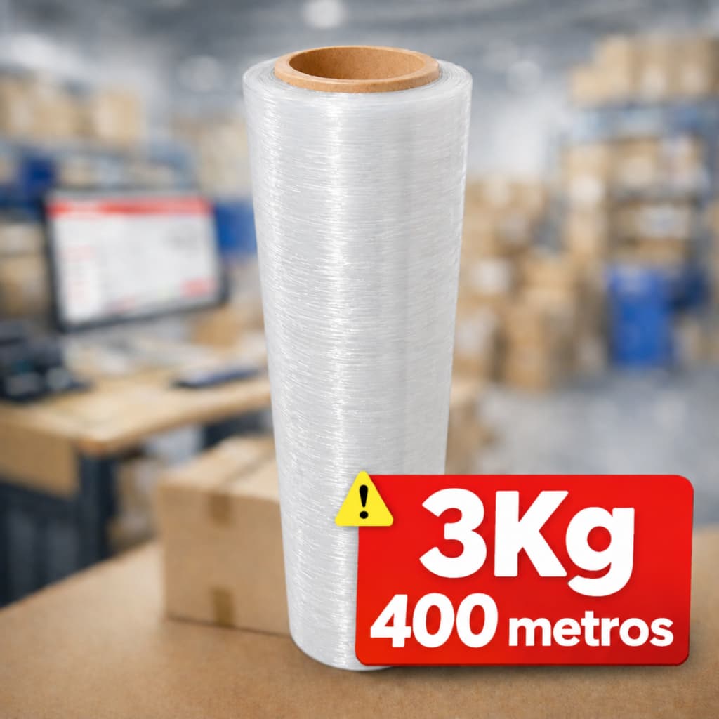 Bobina Filme Stretch Virgem 50cm x 30 micras - 400 Metros / 3Kg
