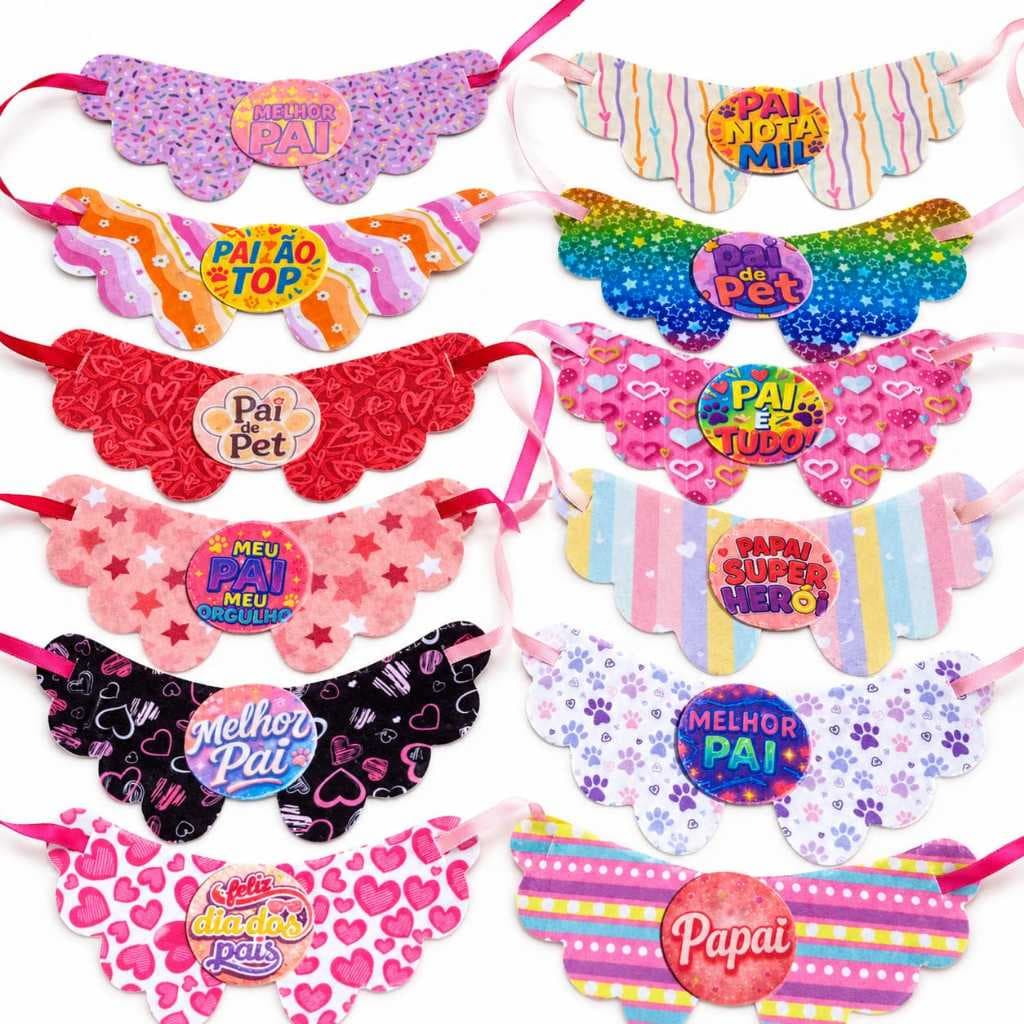 KIT 60 Bandanas Pet PAI DIA DOS PAIS Pet Lencinho Pets Cachorro e Gato PetShop para Banho e Tosa - não tira pelo animais