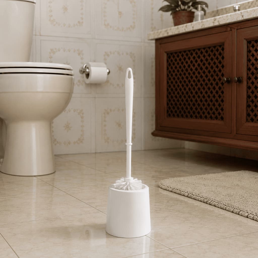 Escova Sanitária + Suporte Compacto – Ideal para Banheiro Residencial e Lavabo Cerda Resistente