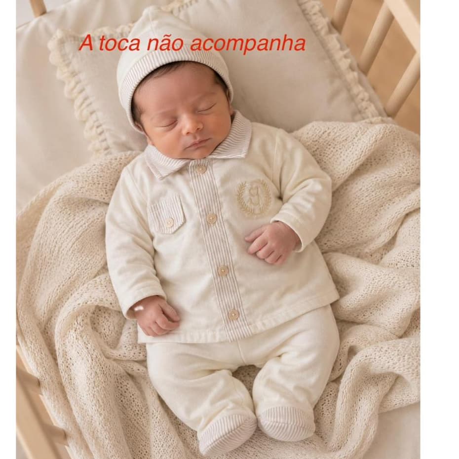KIT SAÍDA DE MATERNIDADE 3 PEÇAS SOCIAL MENINO 100% ALGODÃO