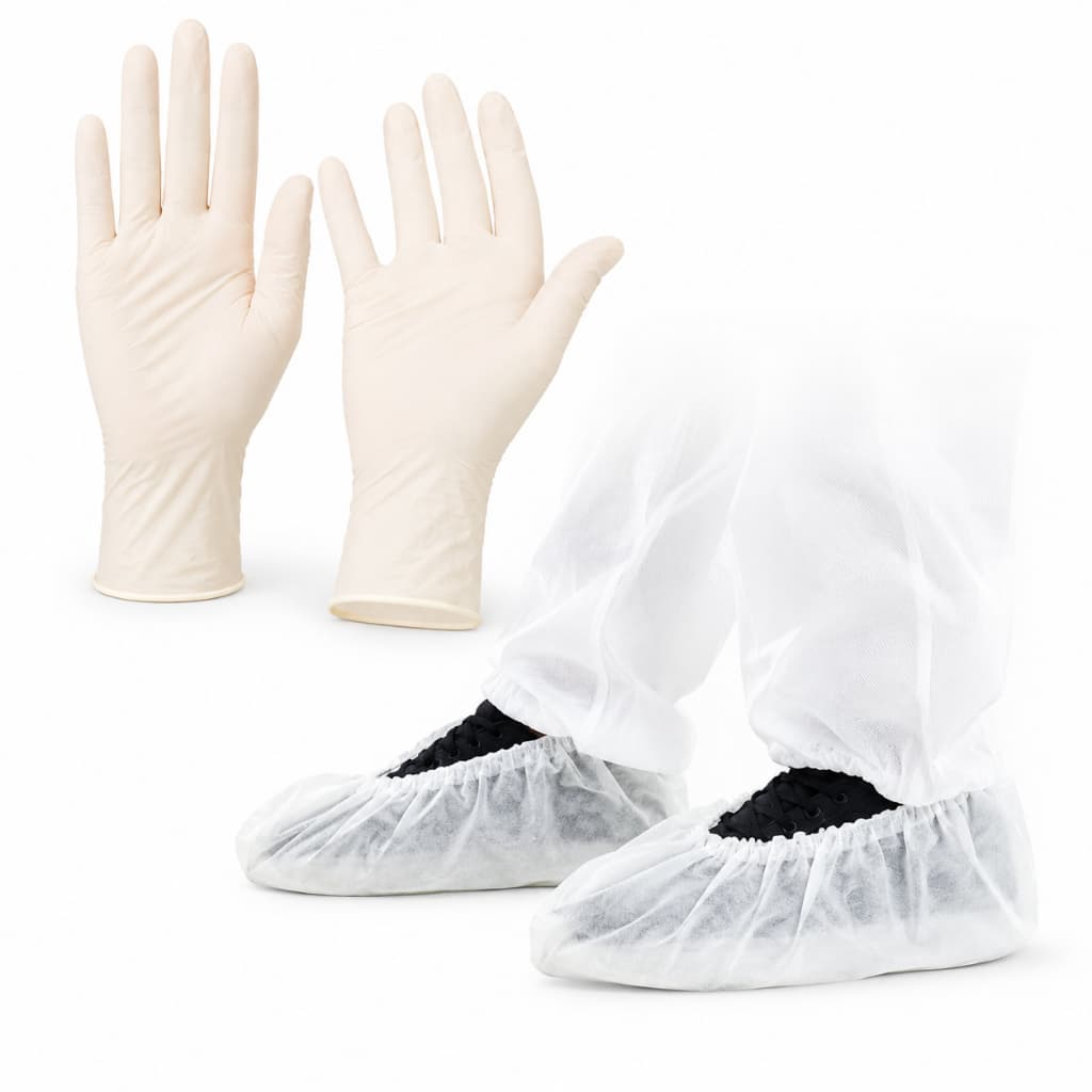 Luva Látex 100 Und + 100 Propé descartável TNT Tam das Luvas P. M. G