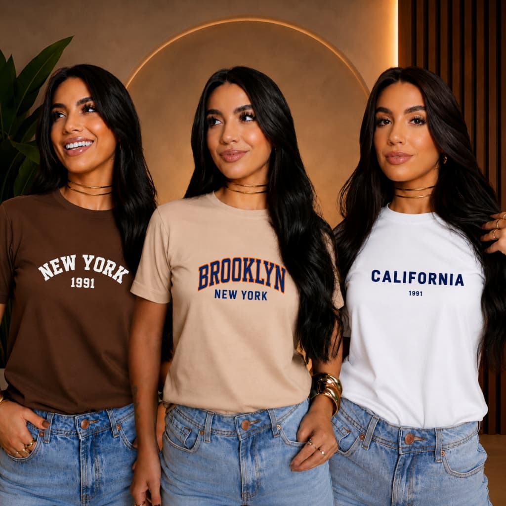 Kit 3 Camisetas Feminina Estampada T-Shirt 100% Algodão Premium Promoção