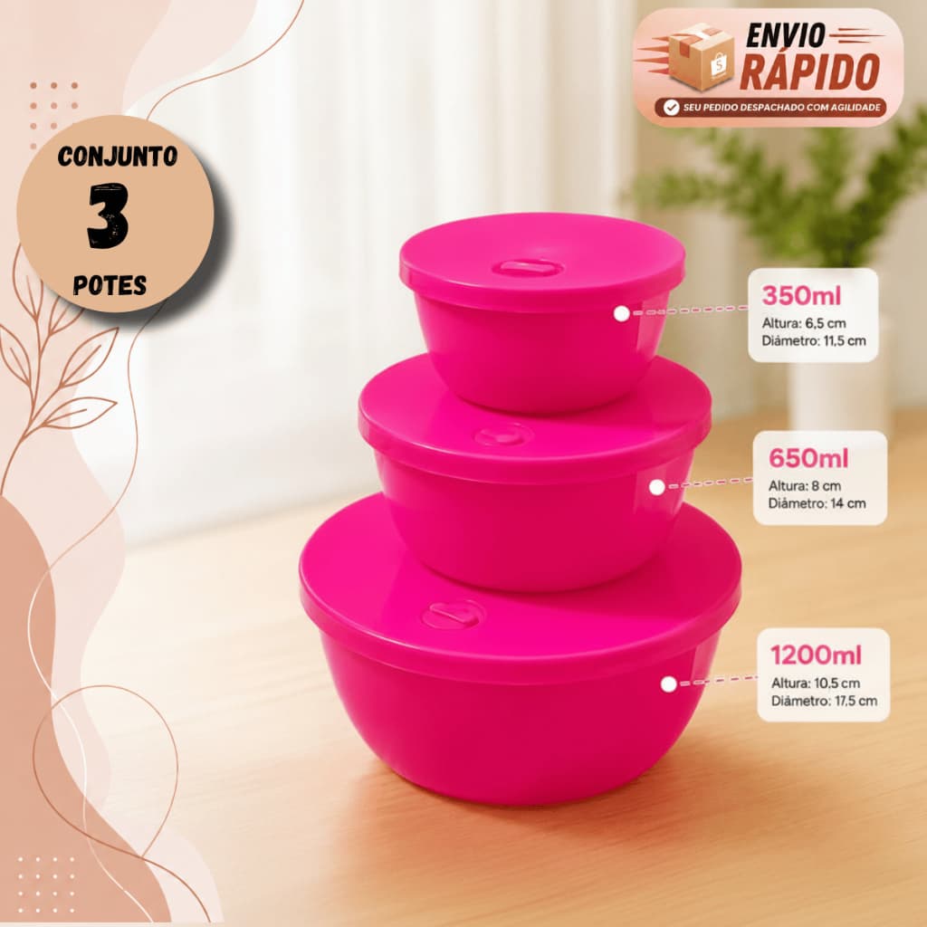 Potes Plástico Redondos Para Cozinha Freezer E Microondas Com Válvula De Respiro Tampa Linha Cor E Arte 350ml 650ml 1200