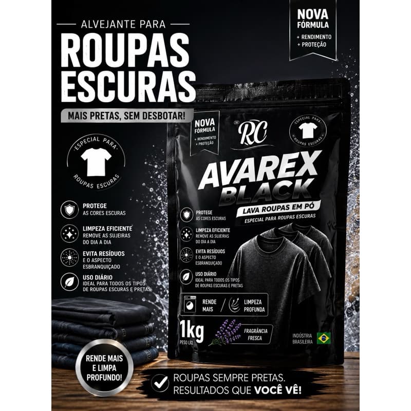 Alvejante Black para Roupas Escuras 1kg Tira Manchas sem Desbotar