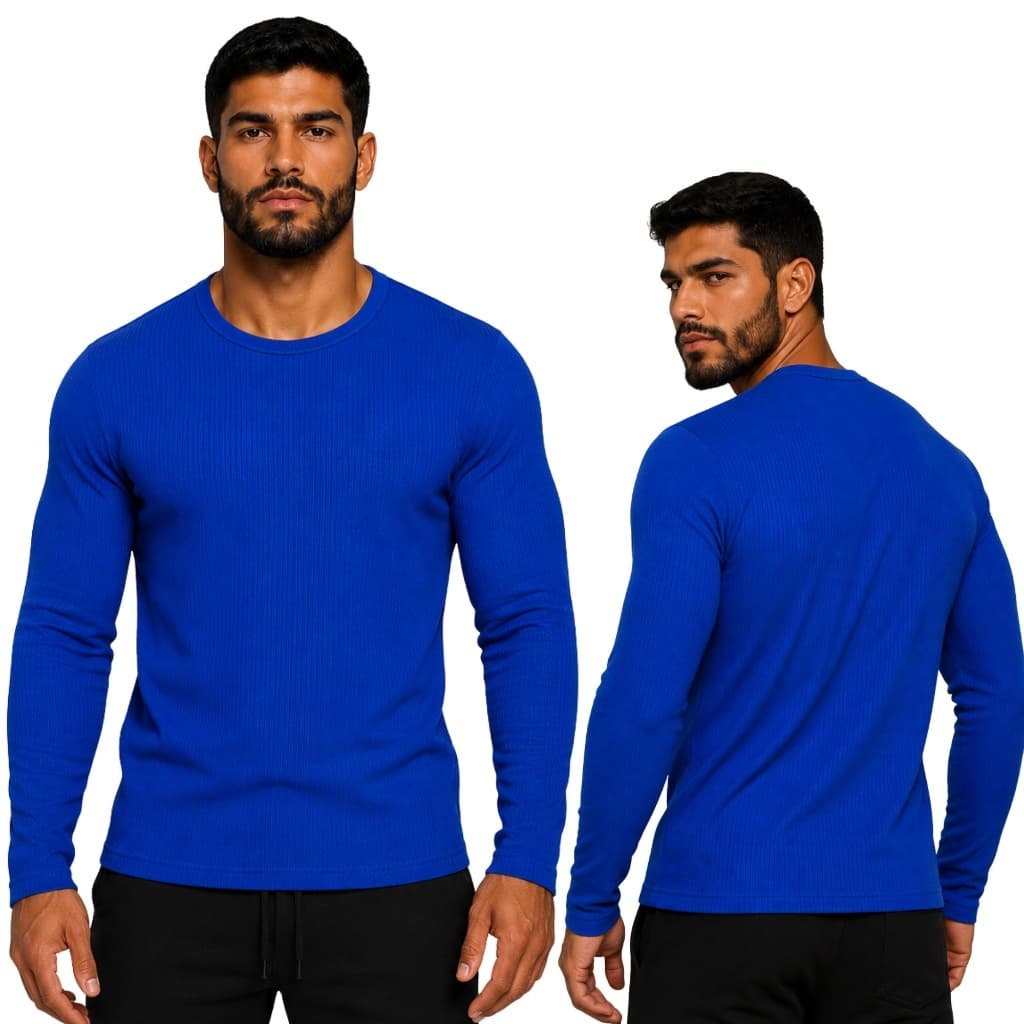 Camisa Manga Longa Cacharréu Ribana Canelada Masculina Casual Estilosa Slim Fit Academia Treino
