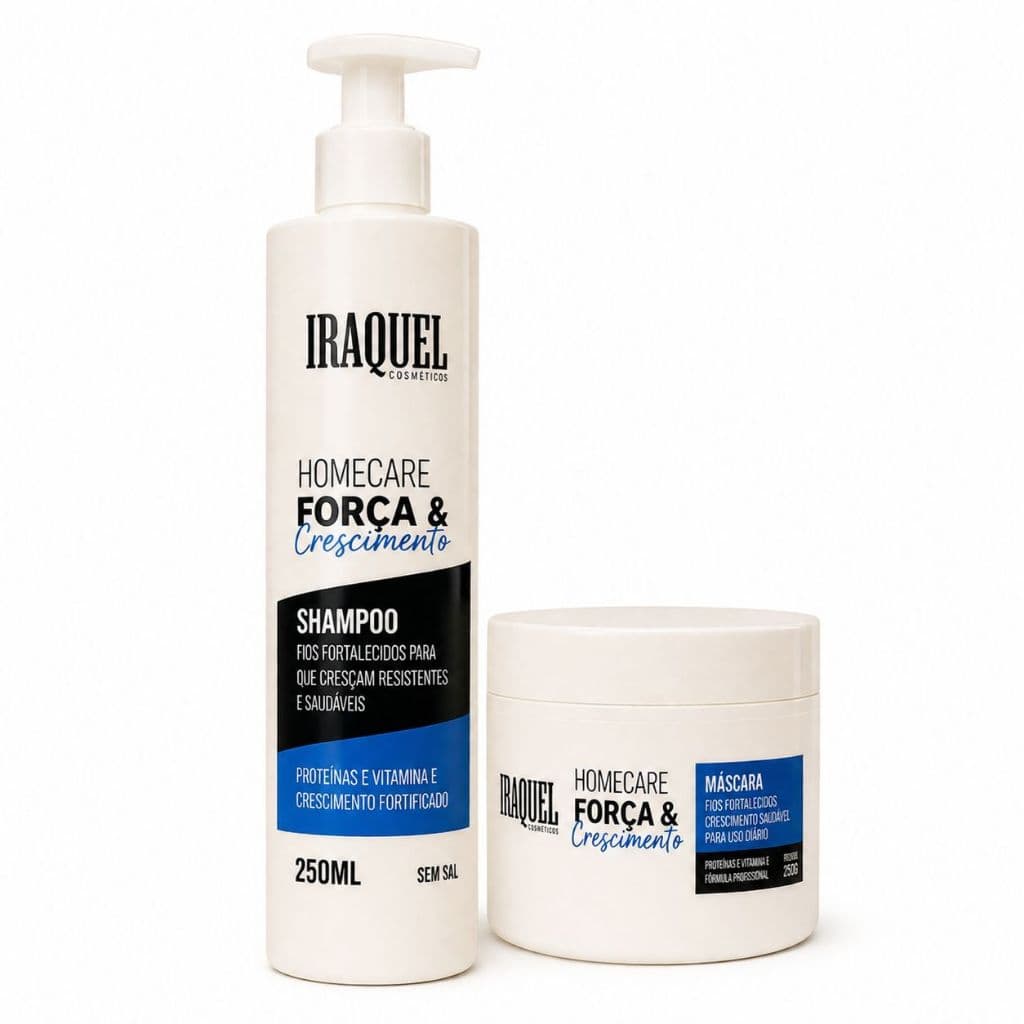 Shampoo e Máscara Kit com 2 | Home Care| Vitamina E e Proteínas | 250g Cada | Força e Crescimento