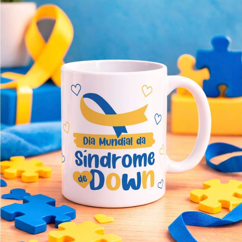 Caneca de Porcelana 325ml Síndrome de Down Presente Inclusivo Criativo Personalizado Trissomia do 21