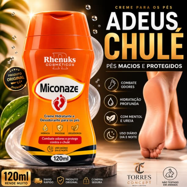 Creme Para Os Pes Miconaze Rhenuks Antifungico Hidratante Desodorante Chule Rachadura Seco Legítimo