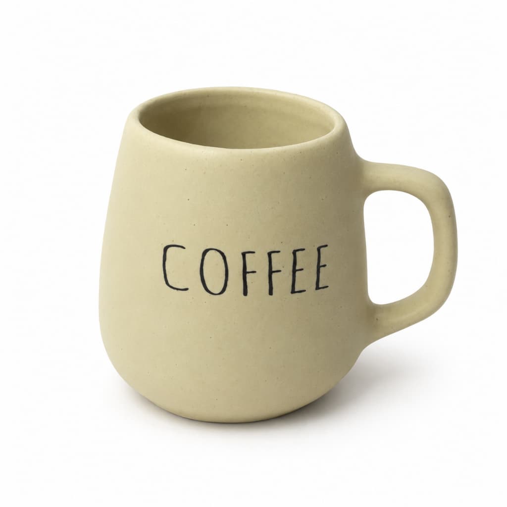Caneca de Porcelana Bege Xícara Bojuda Coffe de 260ml
