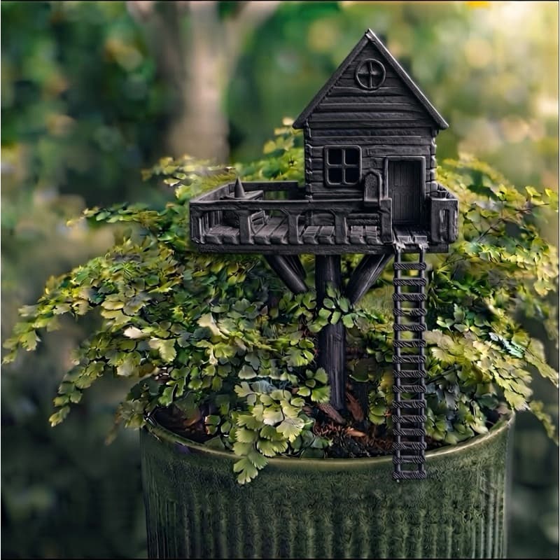 Mini Casa na Árvore 3D Decorativa em PLA – Enfeite Criativo para Vasos, Jardim e Aquario