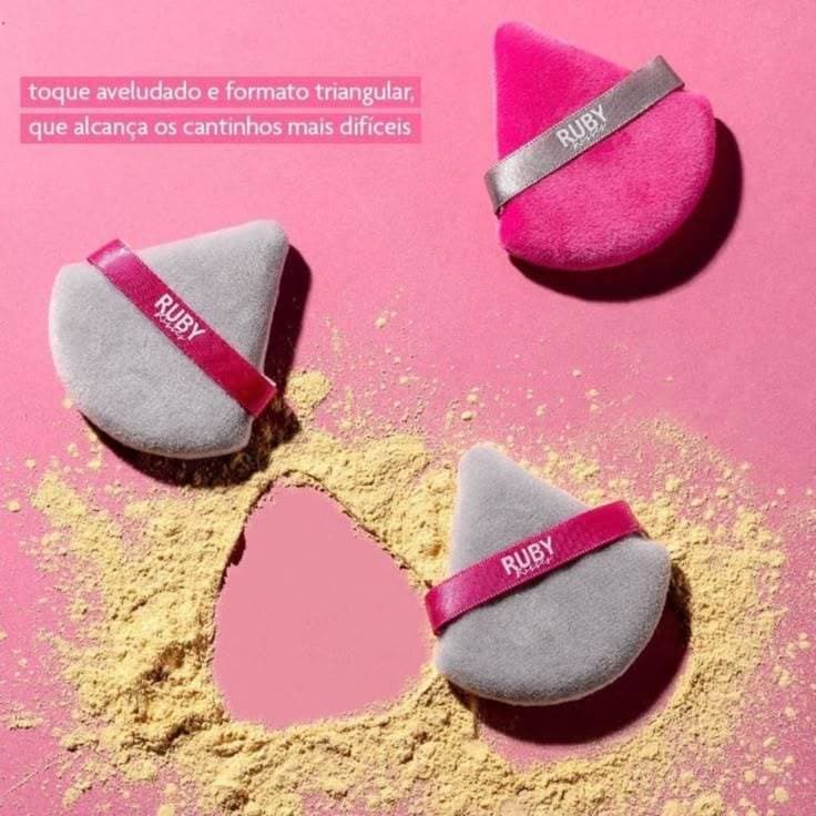 Esponja Puff para Pó Triangular Ruby Kisses Macia Veludo Aplicação Uniforme