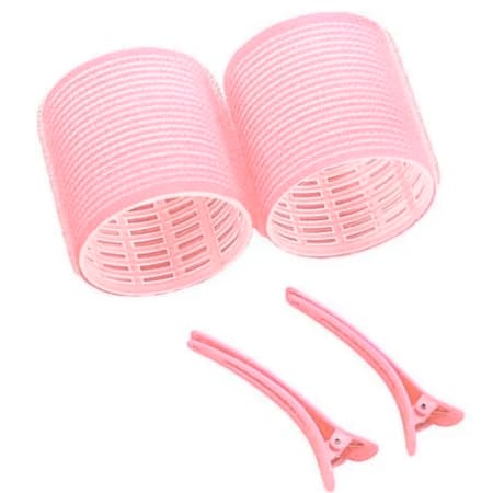 Kit Bobes De Cabelo Com Velcro E Grampo 60mm No 8 Rosa (2 Peças) Tamanho 6x6cm