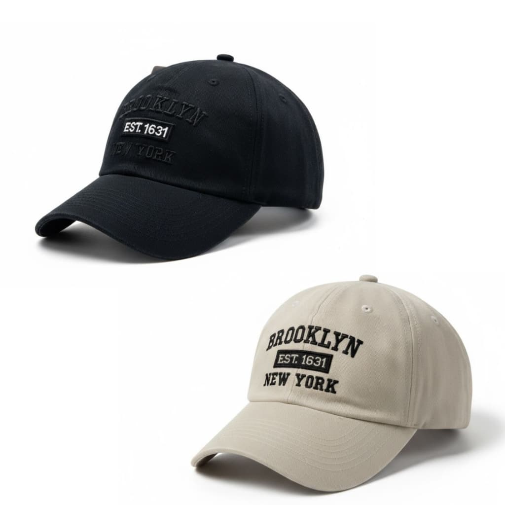 Kit 2 Bonés Brooklyn Ny New York Retro Basebol Aba Curva Masculino Feminino Ajustavel Fitão Dad Hat