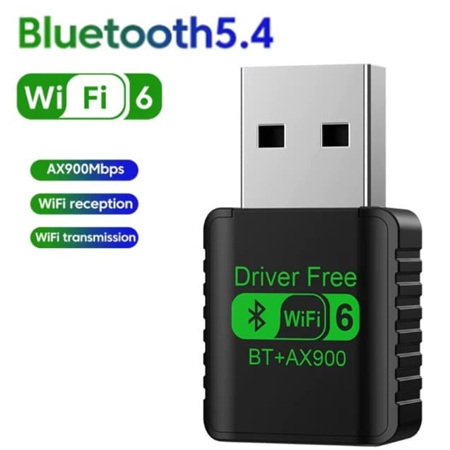 Placa de rede USB Wi-Fi 6 Bluetooth 5.4 adaptador 2 em 1