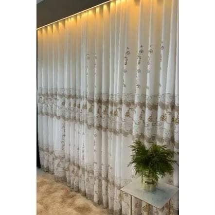 Cortina Bordada Paris 4,00x2,70 Com Forro Microfibra para Sala e Quartos