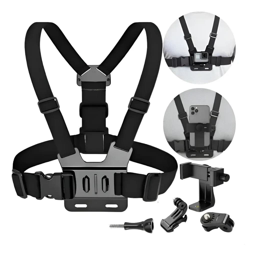 Suporte de Peito Para Celular e Gopro Peitoral ajustável Câmera Esportivo Moto