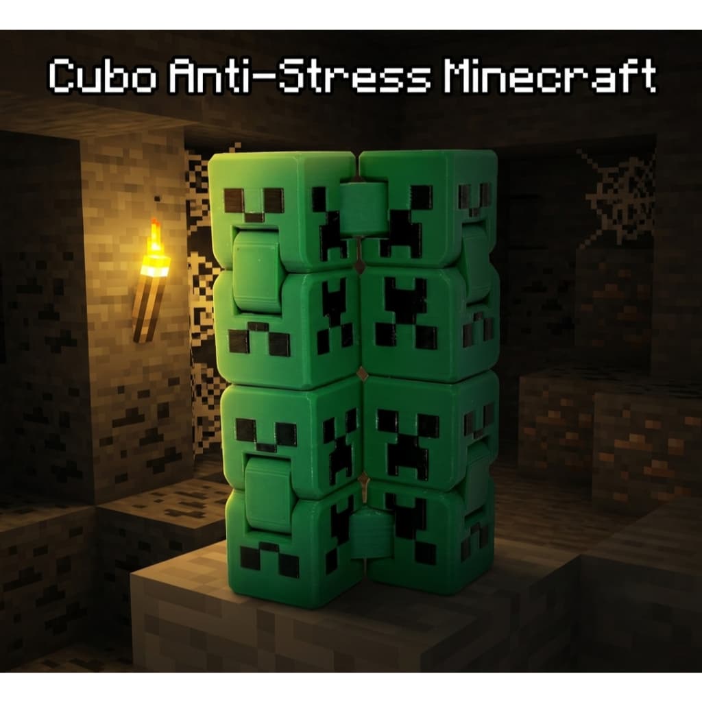 Fidget Toy Cubo Articulado infinito Estilo Minecraft 3D - Brinquedo Anti-Stress Autismo TDAH