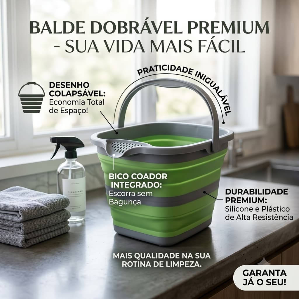 Balde Dobrável Multiuso Redondo 4 Litros - Sortida TOP RIO Cozinha Utensílio Culinário Preparo de Alimentos