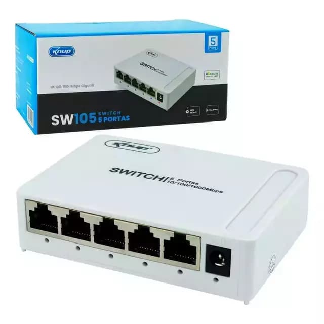 Switch 5 Portas Gigabit Hub Para Internet Lan Rede Fast Rj45