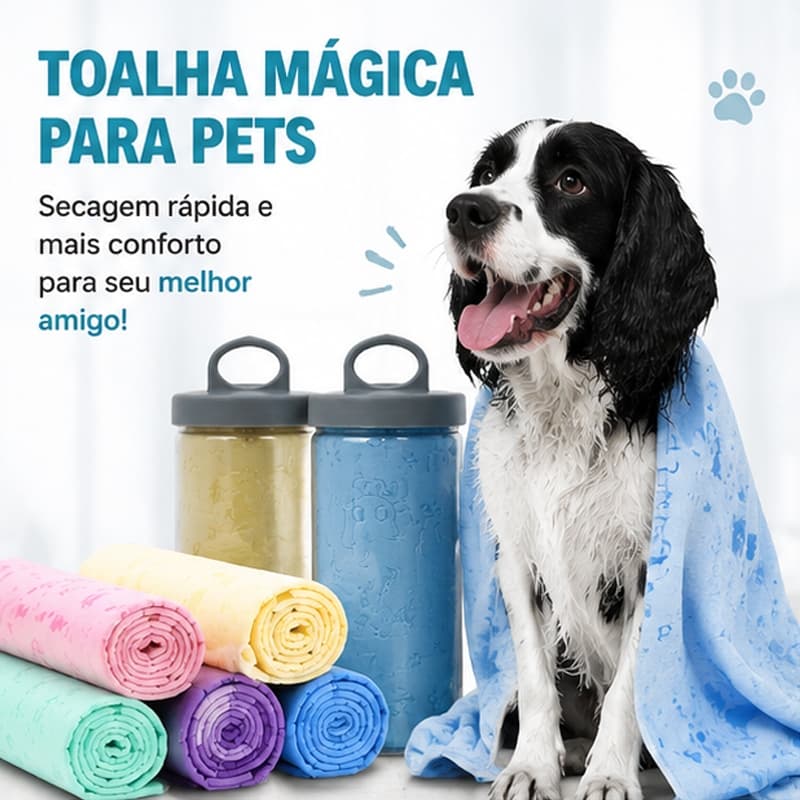 Toalha Banho Pet Microfibra Alta Absorção Macia para Cães Gatos 60x90cm Secagem Rápida