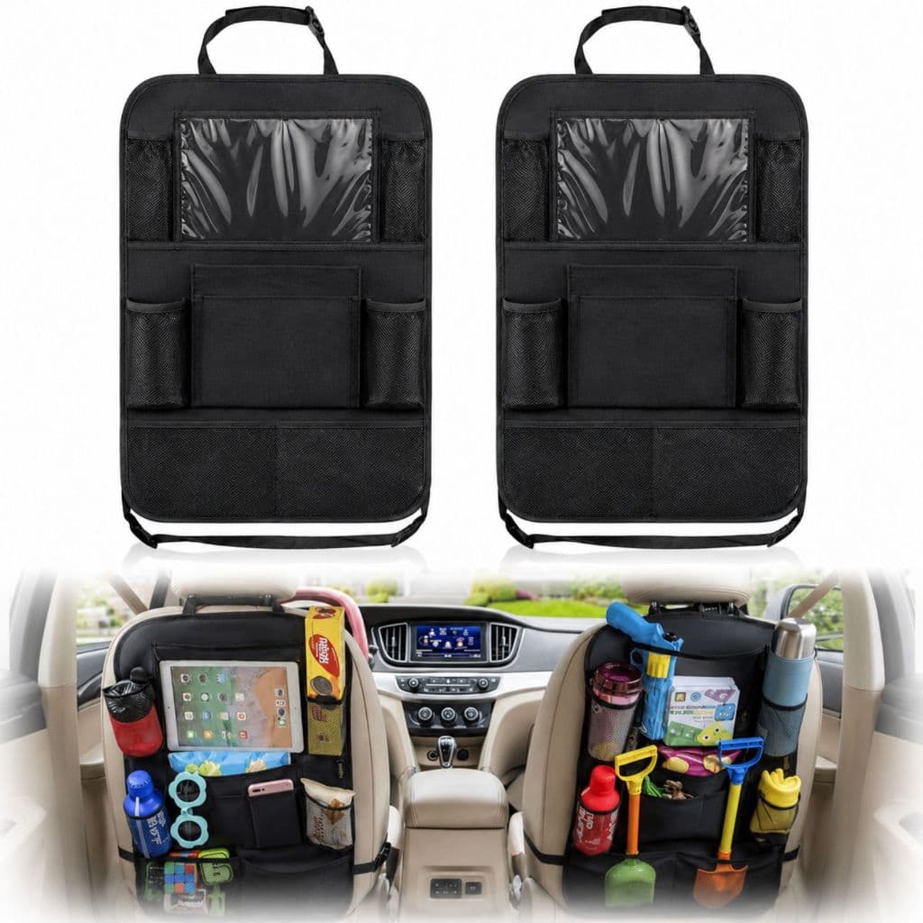 Kit com 2 Organizador para Banco Carro Armazenamento Bolsa Traseiro Assento Encosto Tablet Com Bolso