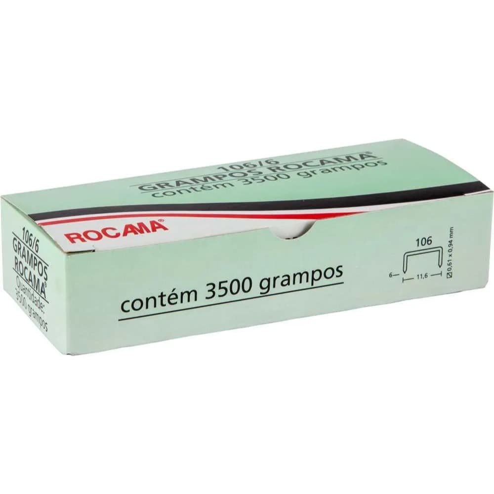 Caixa de Grampos Rocama 106 – 3.500 unidades galvanizadas para grampeador profissional