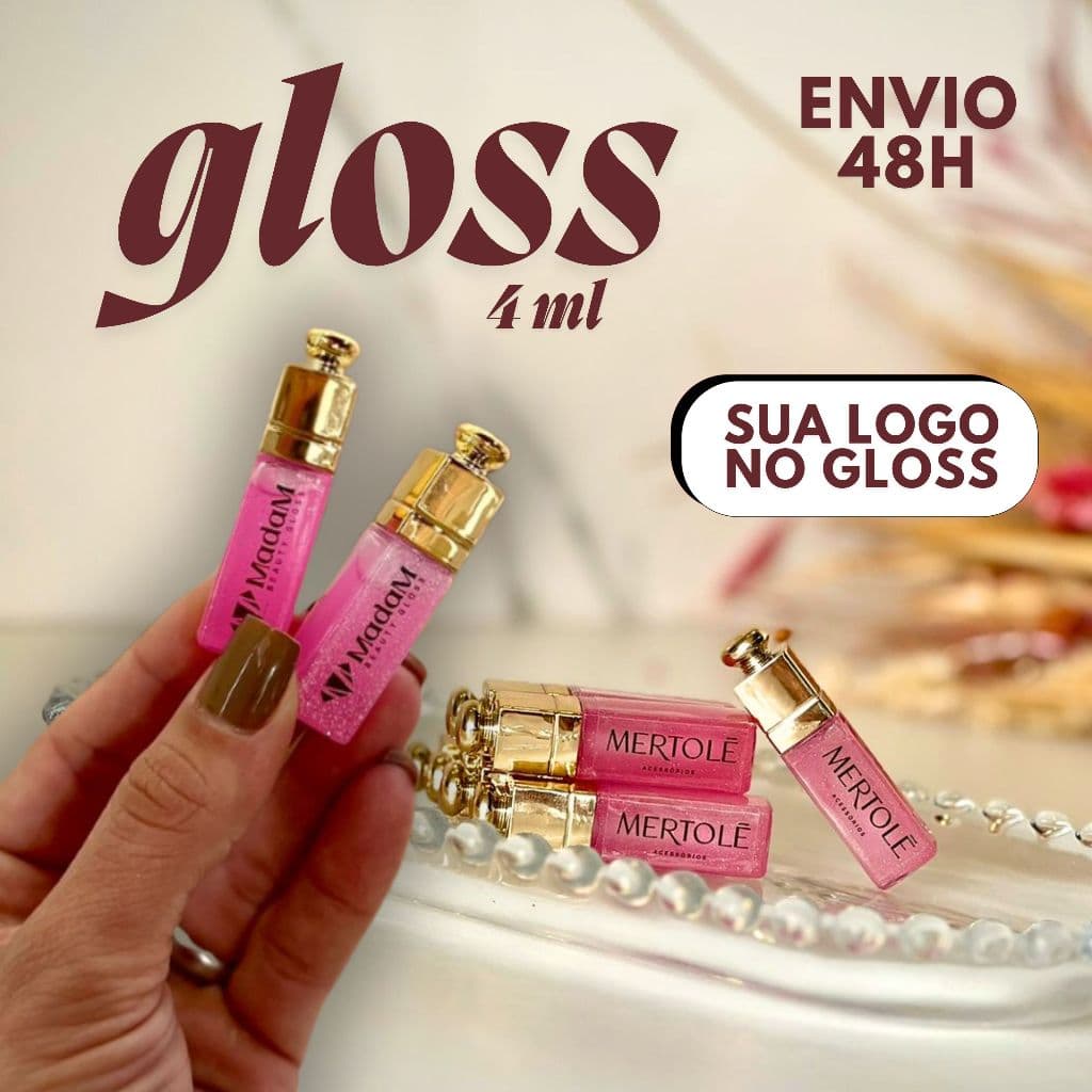 Gloss 4ml Lembrancinha 15 anos / Mimos clientes / Gloss Personalizado / Gloss Labial Tampa Dourada 10 unidades