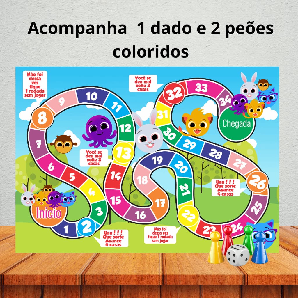 Jogo de tabuleiro para lembrancinha de aniversário/ kit festa/ personalizados - BOLOFOFOS