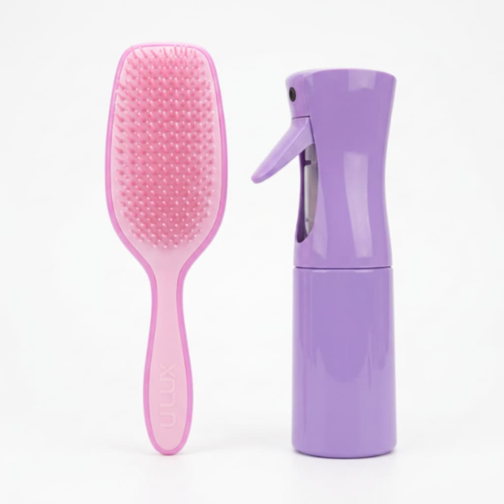 Kit Escova Desembaraçadora Premium U LUX + Borrifador Névoa Contínua 360°