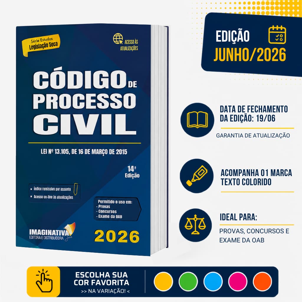 Código de Processo Civil 14ª Edição Junho/2026 + marca texto | kit de estudos