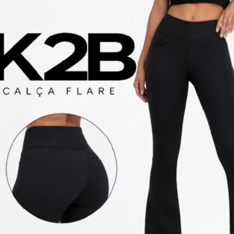 Calça Flare Bailarina K2B Original Cós Alto Tecido Grosso