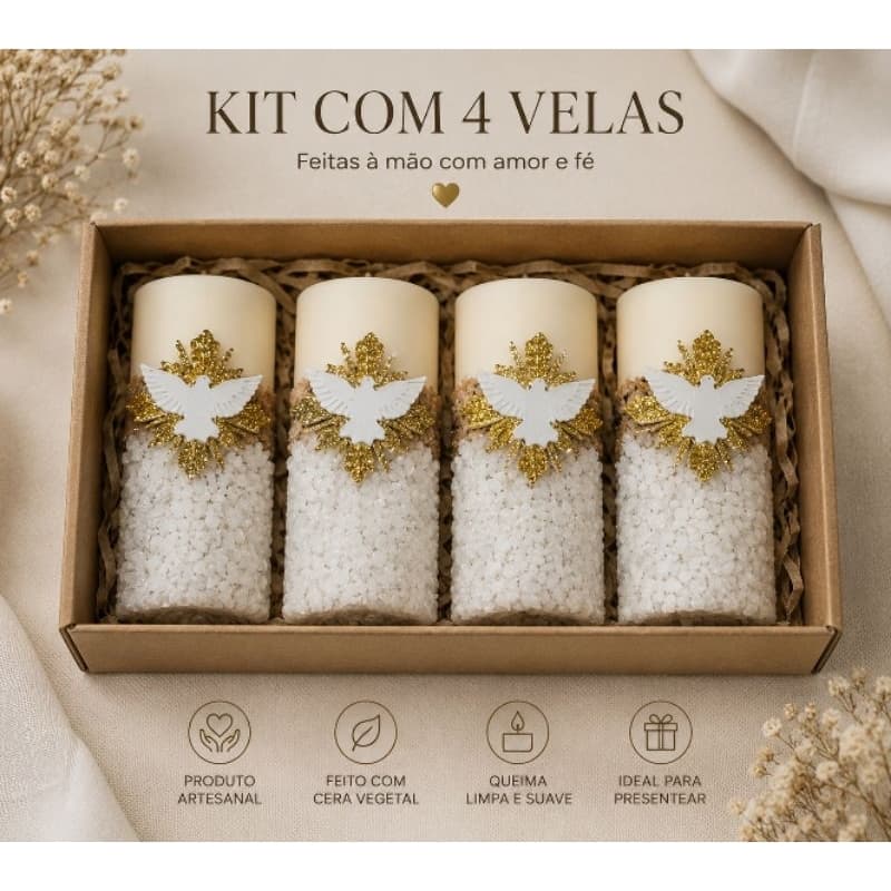 Kit 4 Mini Velas Oratórias Lembrancinhas.