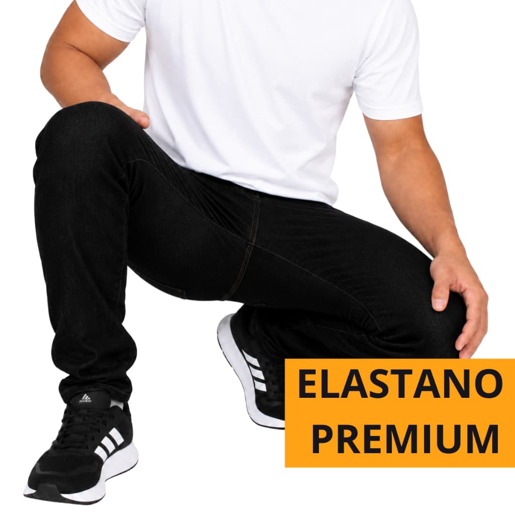 Calças Masculina Jeans Preta Com Elastano para Trabalho Original