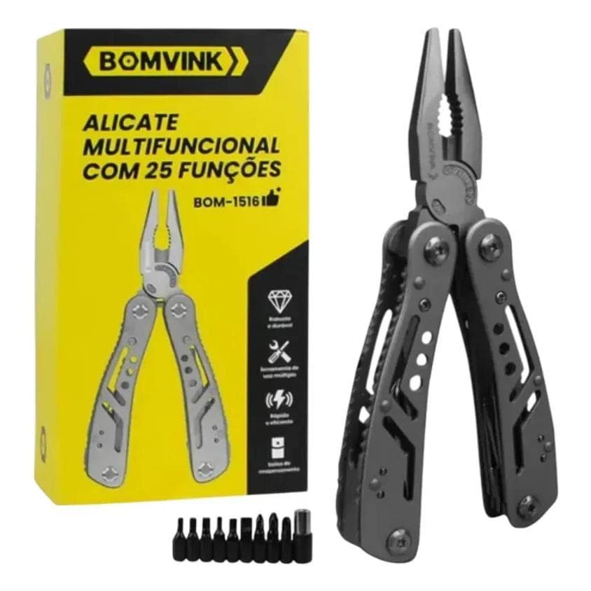 Alicate Multifuncional Dobrável Com 25 Funções Bolsa Premium