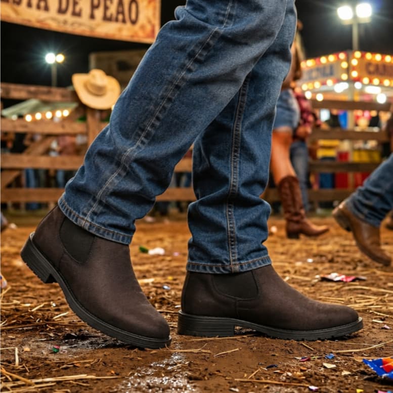 Botina Texana Masculina Country Cowboy De Sintético Premium Forro Macio Resistente Envio Rapido