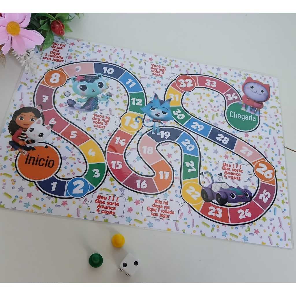 Jogo de tabuleiro para lembrancinha de aniversário/ kit festa/ personalizados - A CASA DA MÁGICA DA GABBY