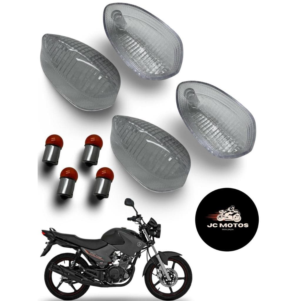 4 Lentes Pisca Seta Cristal + 4 Lâmpadas FACTOR 125/150 09/18/FAZER 150 09/18