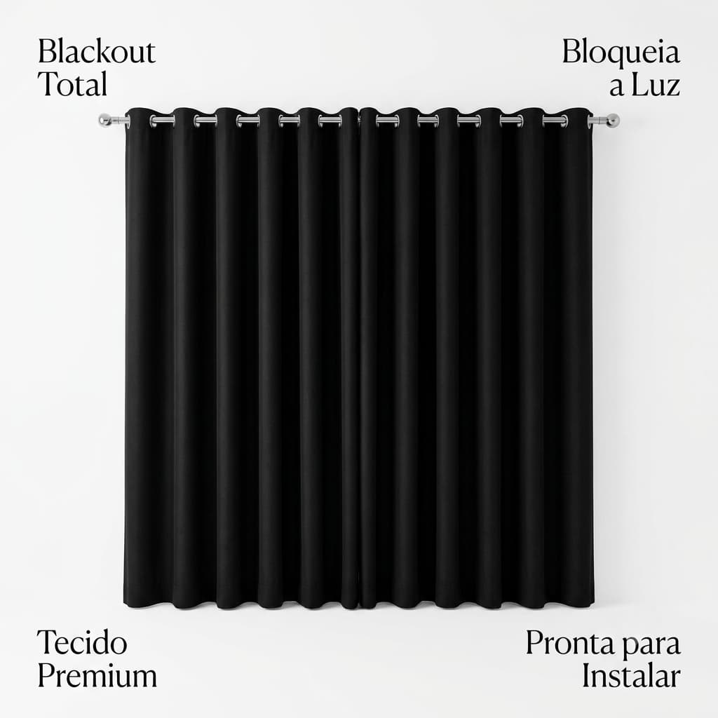 Cortina blackout impermeável com ilhós 280x250cm bloqueio luz total quarto sala