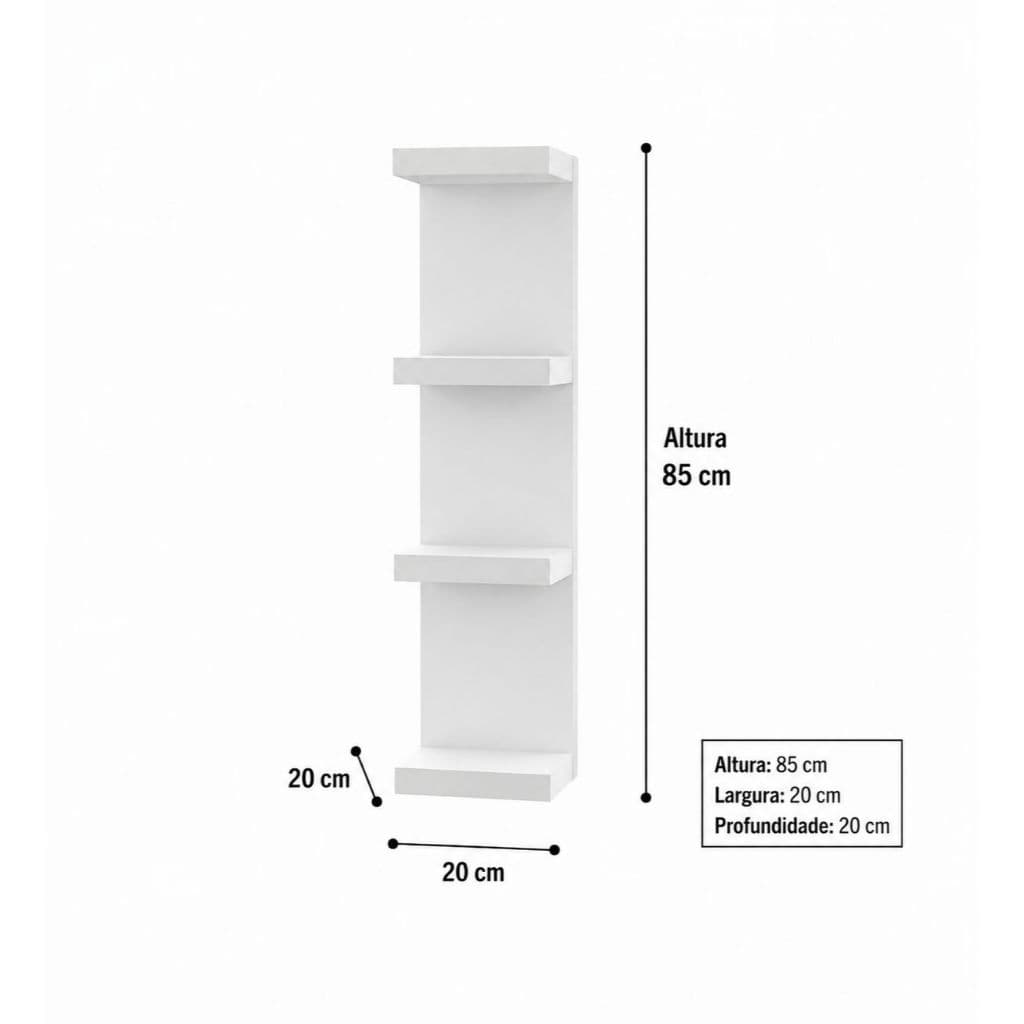 Torre Organizadora MDF Branca 85cm – Prateleiras Verticais Resistentes e Ideal para Sala, Quarto e Escritório