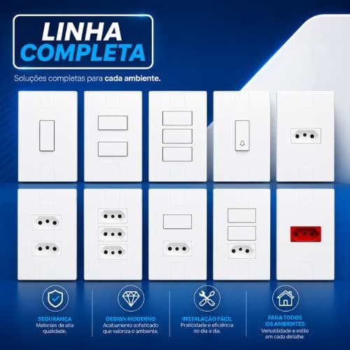 Tomada 20A Amperes Interruptor Branco Slim 110V 220V 4x2 Dupla Tripla Grossa