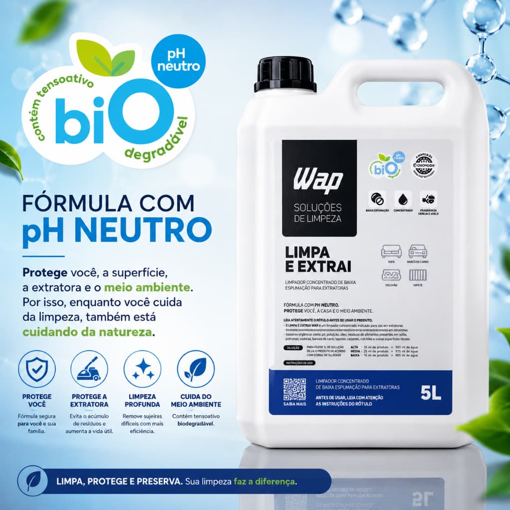 Detergente WAP Limpa e Extrai 5 Litros Para Estofados Sofás Extratoras