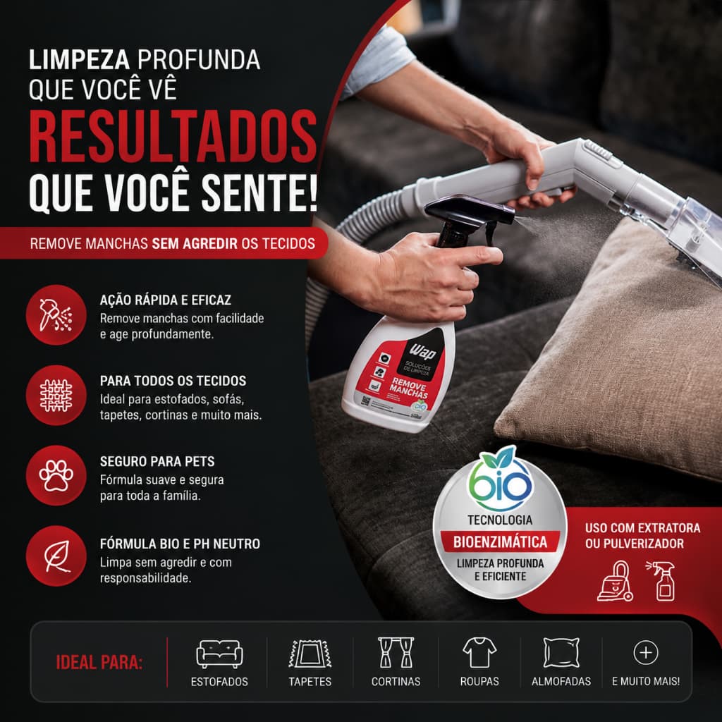 Limpa Manchas WAP 500ml Para Sofás Tapetes Estofados Uso Profissional