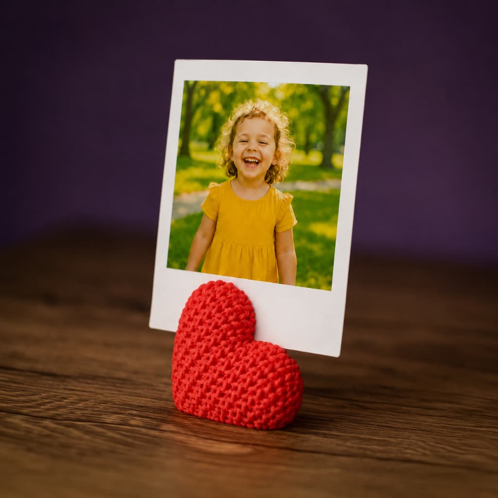 Porta Foto Coração 3D Decorativo | 10x Suportes para Foto Polaroid, Instax, Cartão e Lembrança