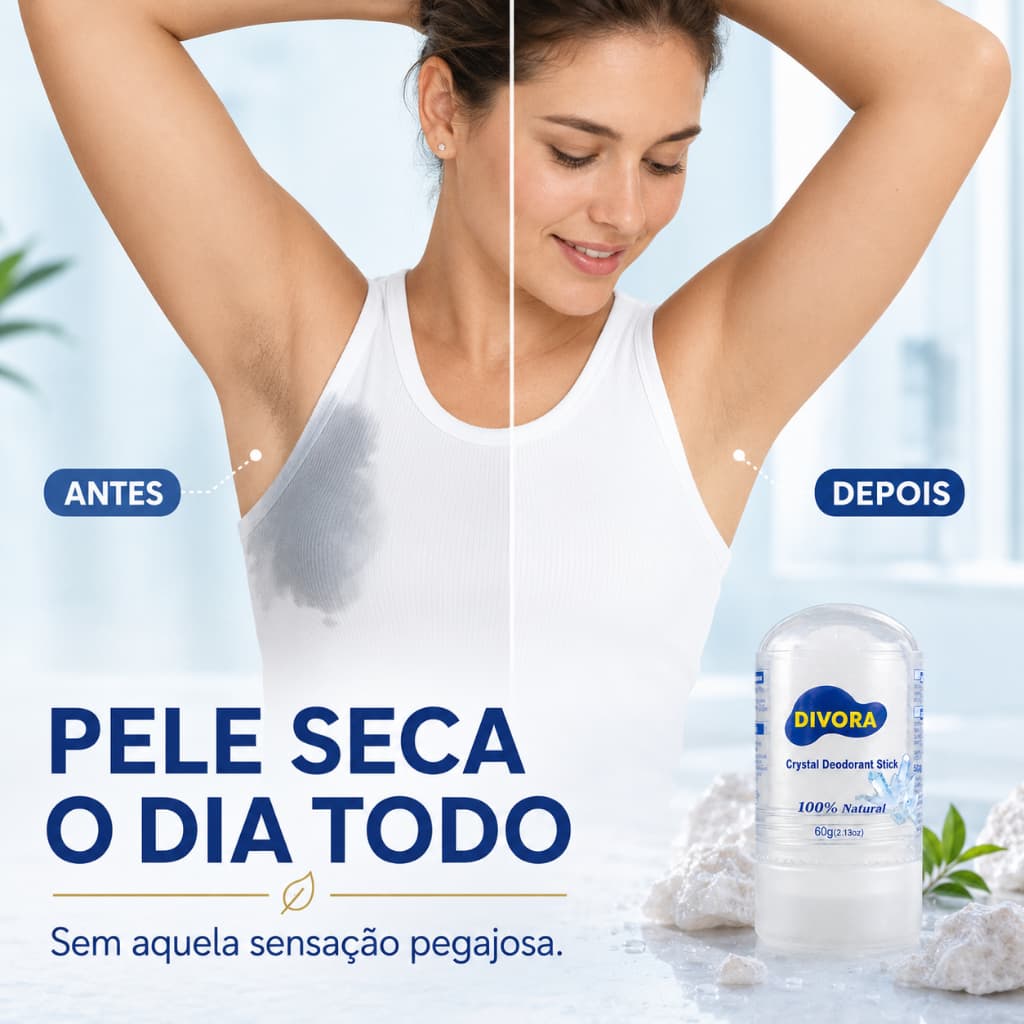 Desodorante Natural em Pedra Cristal 60g para Axilas, Pés e Corpo – Ajuda a Neutralizar Odores
