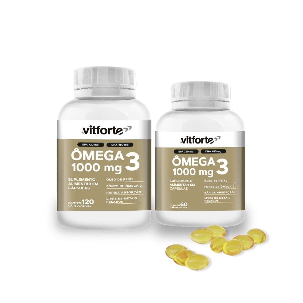 Ômega 3 Vitforte 1000mg EPA DHA Alta Concentração - Coração Memória Cápsulas Original Livre De Metais Pesados
