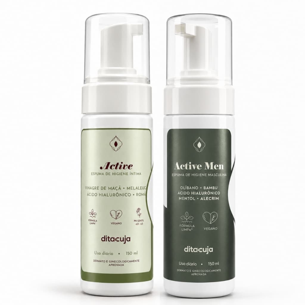 Kit Casal Dita Cuja Active Men + Espuma Active Feminina Higiene Íntima 2 Espumas 150mL