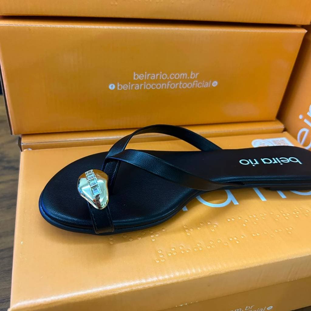 Chinelo Sandália Rasteira Dedo Beira Rio Original Strass Tiras Finas Conforto Elegância