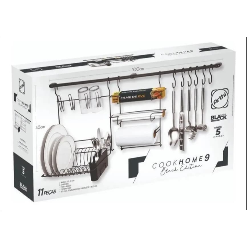 organizador cozinha Arthi Cook Home 9 black edition preto