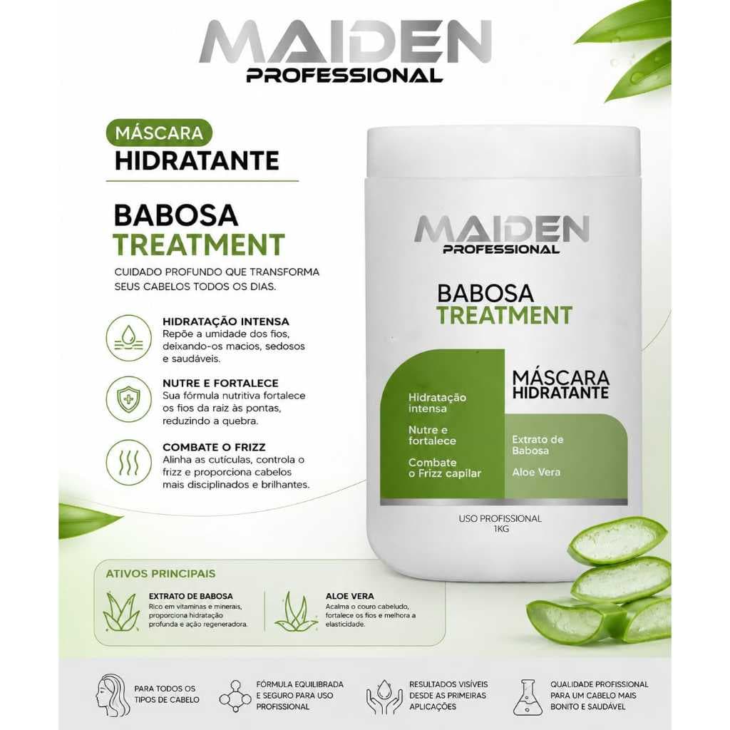 MÁSCARA CAPILAR ALOE VERA BABOSA EFEITO IMEDIATO 1 KG BABOSA TREATMENT MAIDEN PROFESSIONAL